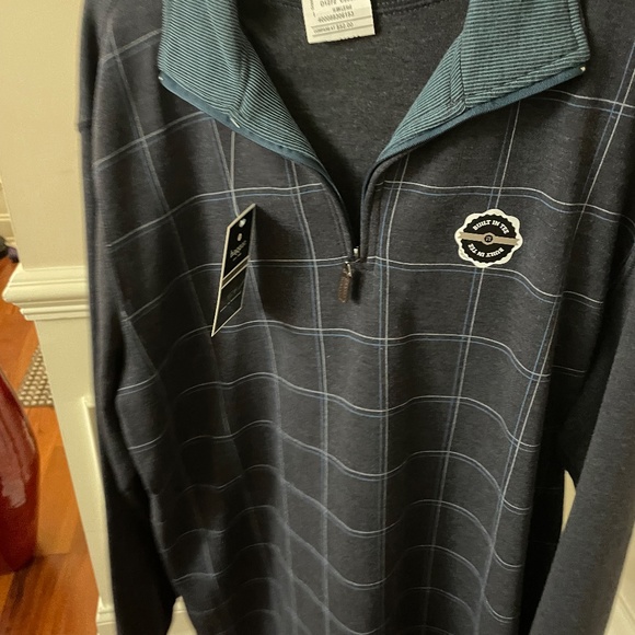 NWT HAGGAR Mens Mock CrewNeck Long Sleeve Qtr Zip Sweater Charcoal Gray XL - Picture 1 of 8